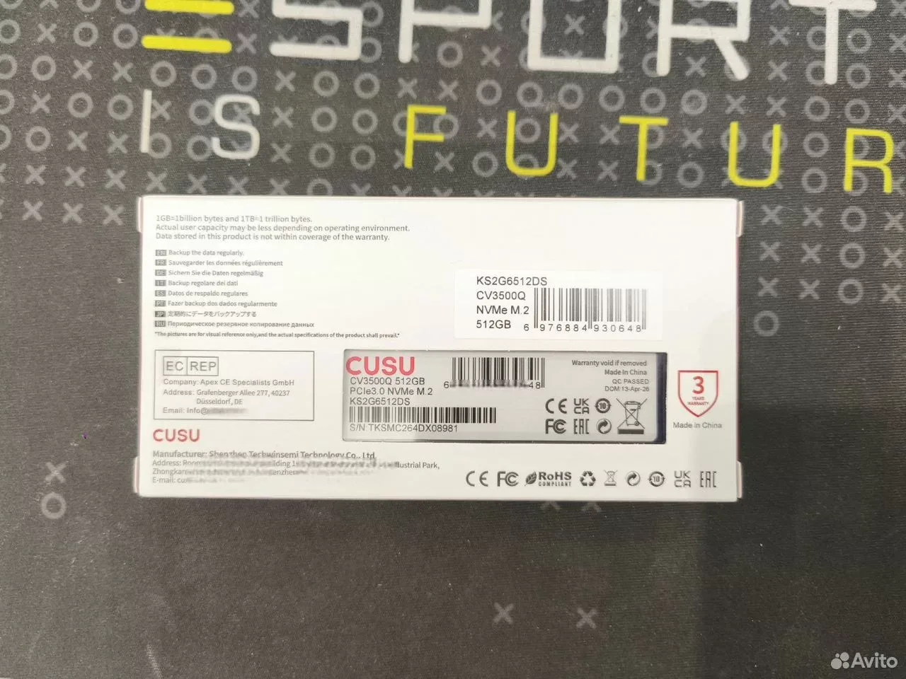 Ssd m2 nvme 512Gb Cusu — фото 2