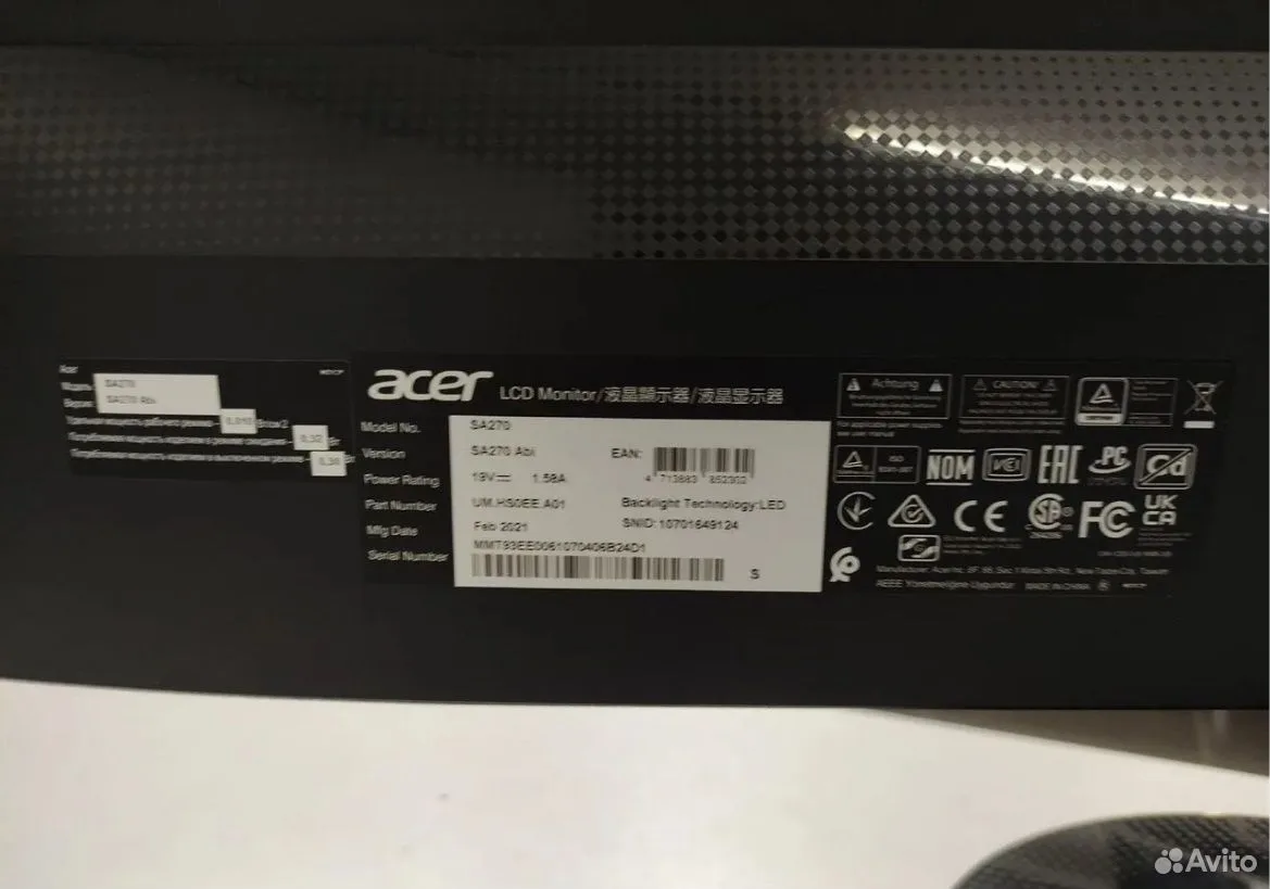 Тонкий монитор 27" Acer SA270Abi FullHD IPS hdmi — фото 4